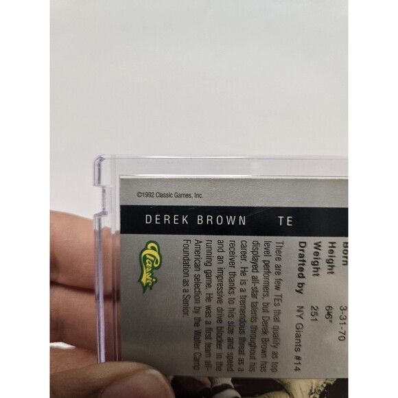 1992 Four Sport Draft Pick Classic Football #81 Derek Brown   Notre Dame - Picture 3 of 3